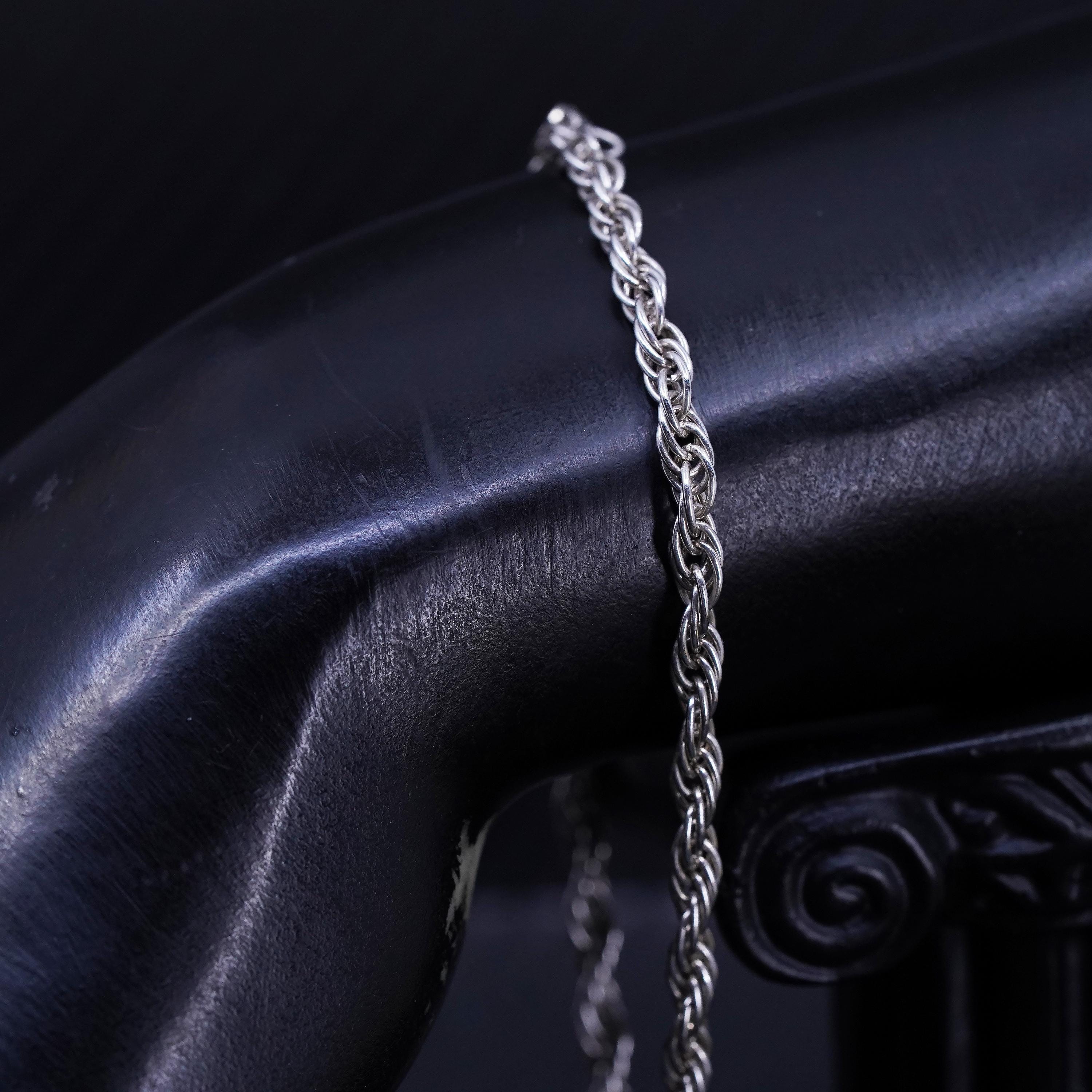 7.5” 3mm, Vintage Italian Sterling Silver 925 Handmade Rope 7.5” 3mm, Vintage Italian Sterling Silver 925 Handmade Rope