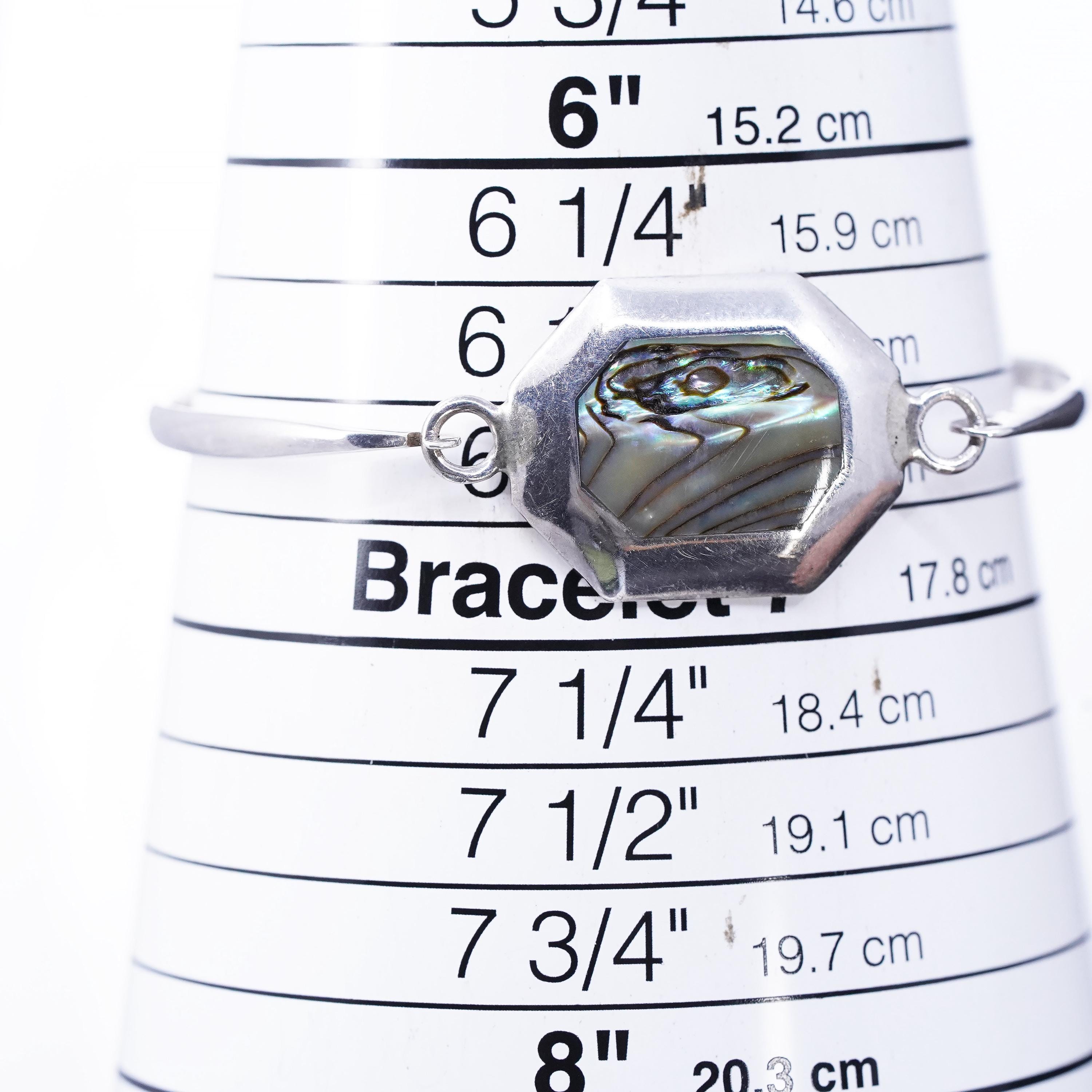 6.75”, Vintage Mexican Sterling Silver 925 Hinged Bangle, Bracelet