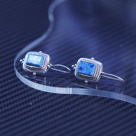 Vintage sterling silver 925 rectangular earrings … - image 3