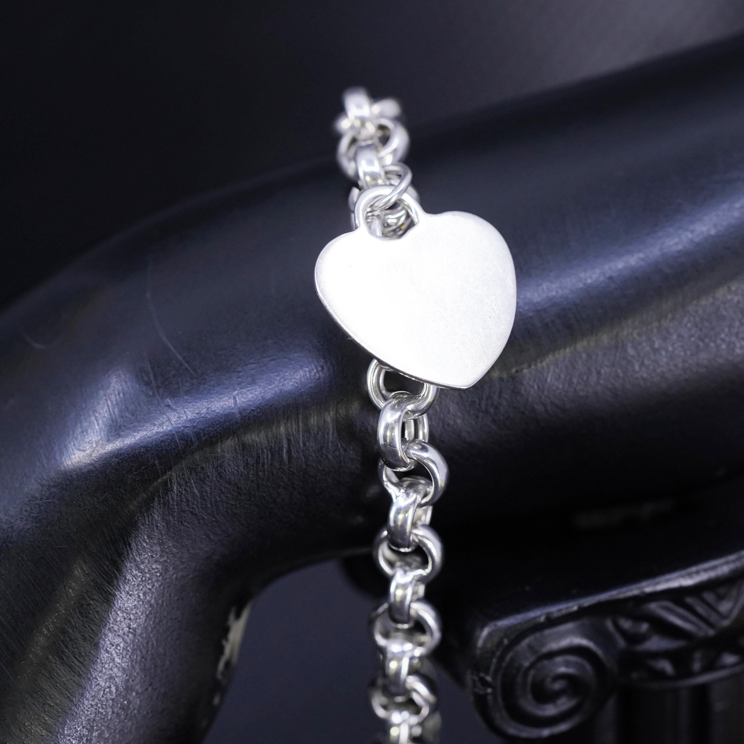 7.25” 8mm, Vintage Italian Sterling Silver 925 Bold Circle Chain