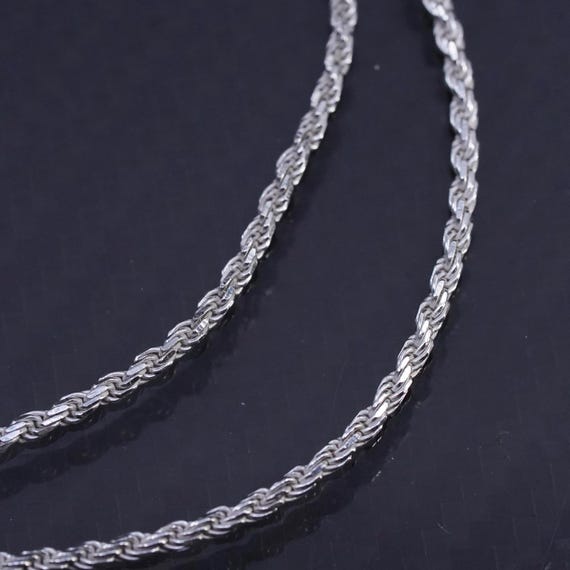 30” 2mm, Vintage Italian Sterling Silver 925 Diamond Rope Chain