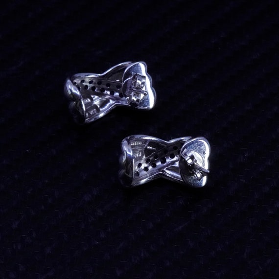 0.75”, Vintage sterling silver 925 huggie studs e… - image 4