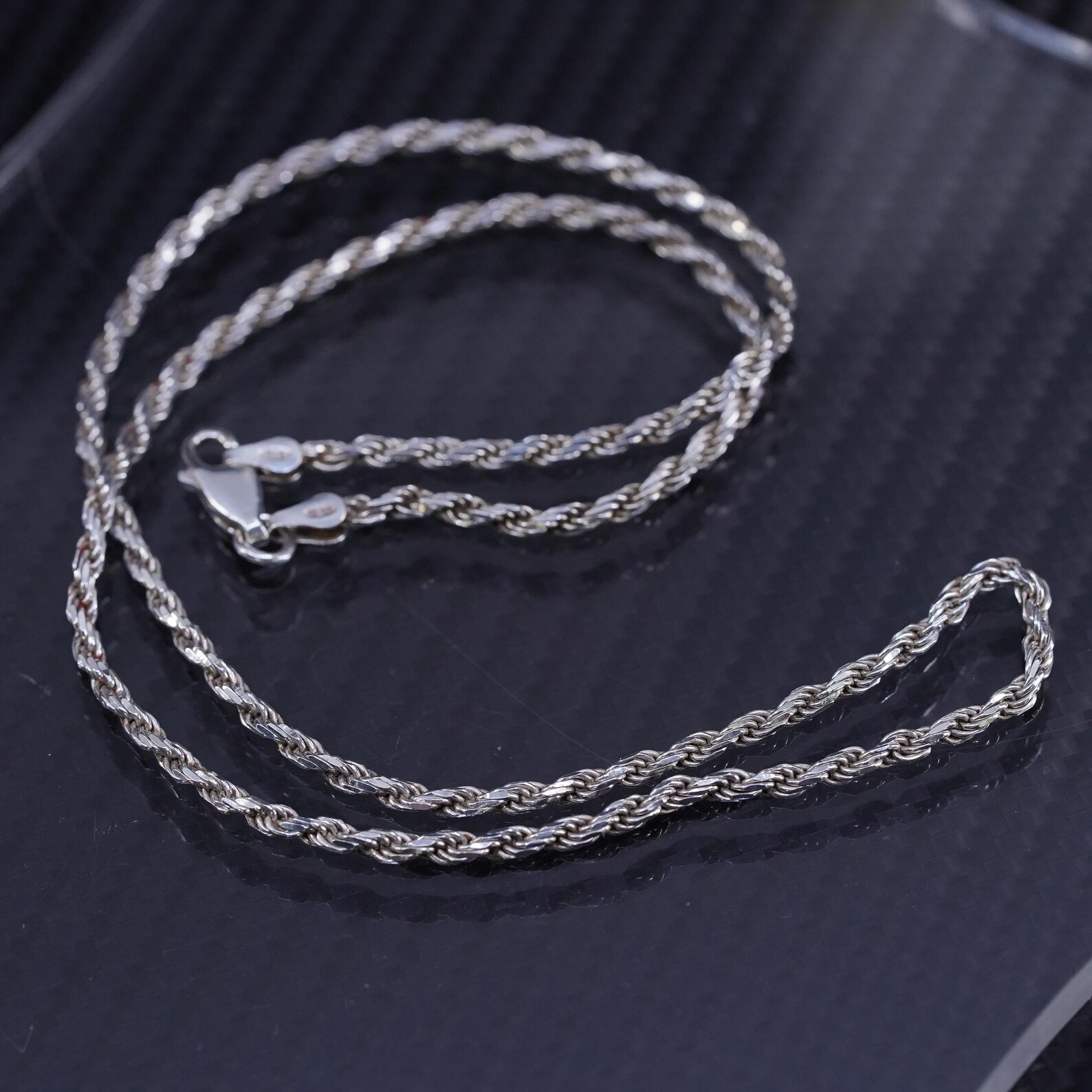 18 3mm, Vintage Italian Sterling Silver 925 Rope Chain Necklace ...