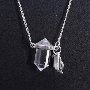 60 cm lange Vintage-Kette aus italienischem Sterlingsilber 925 mit heilendem Kristall, gestempelt 925