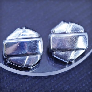 Vintage mexico sterling silver handmade earrings, 925 cross clip on, stamped 925 mexico
