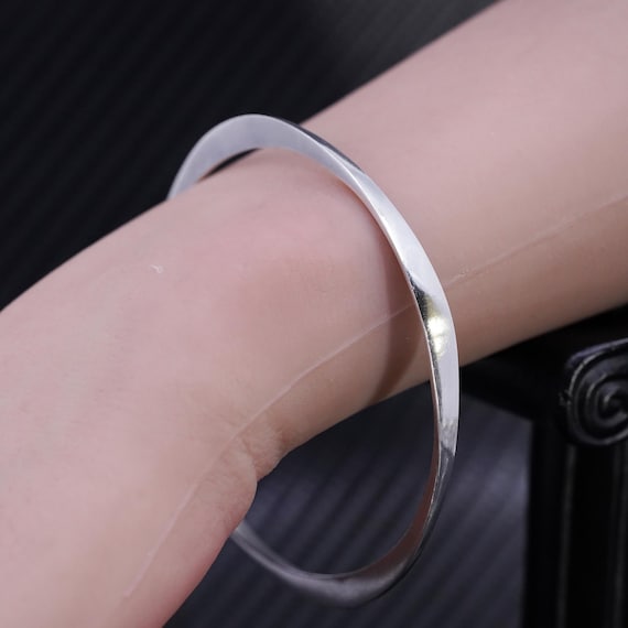 7.75”, Vintage Mexican Sterling Silver 925 Bangle, Stackable
