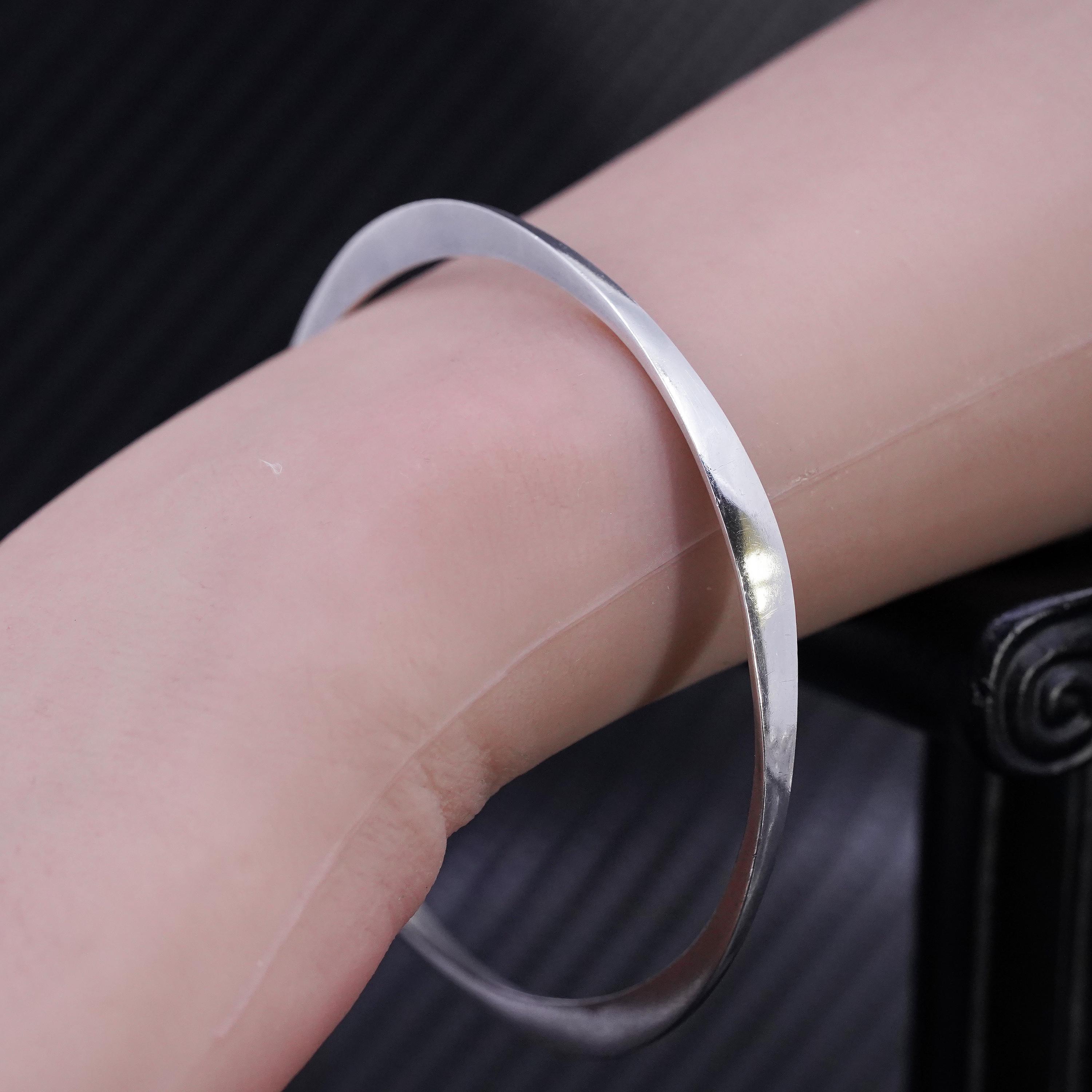 7.75”, Vintage Mexican Sterling Silver 925 Bangle, Stackable