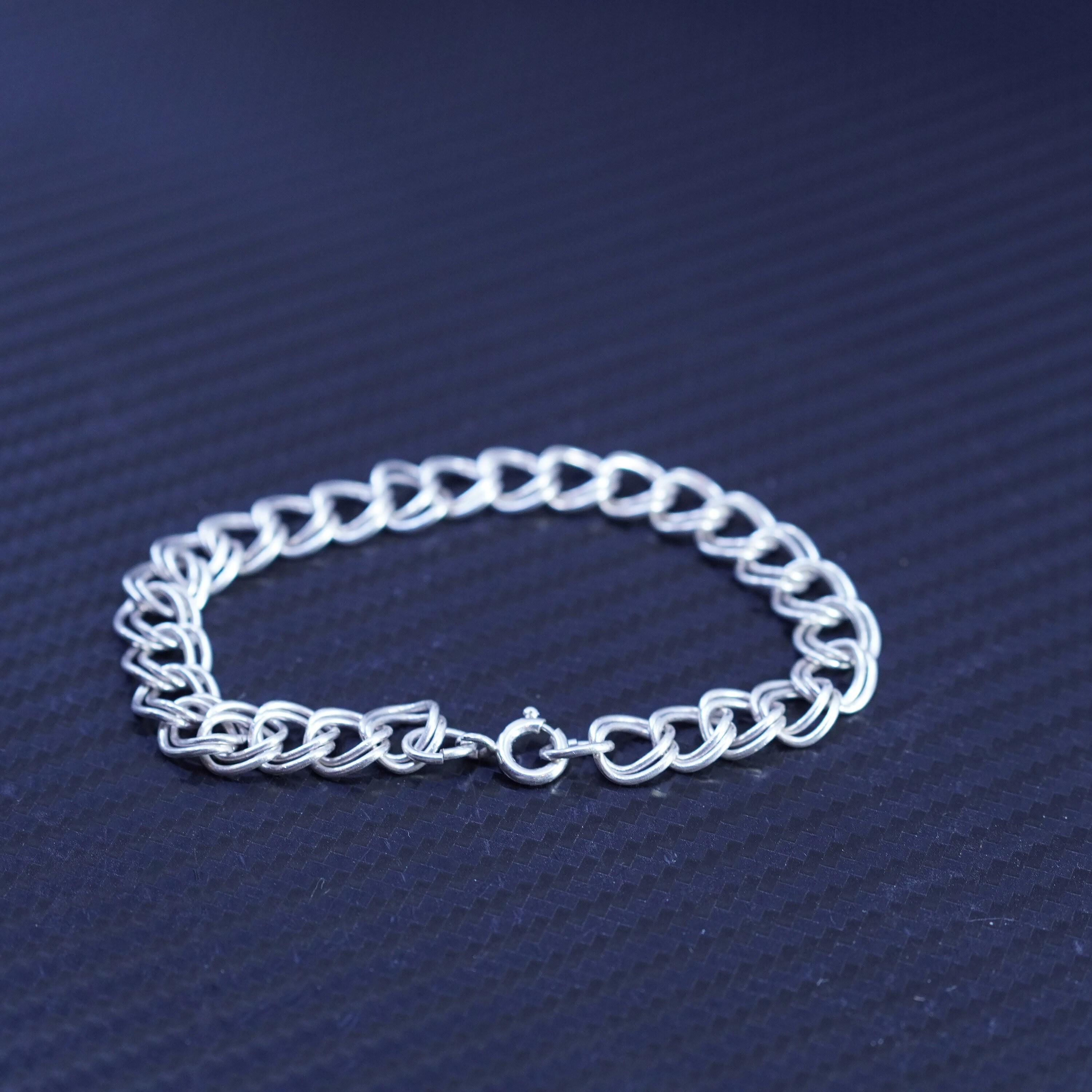 アクセサリー Vintage Italy Silver Chain Bracelet 7.25” 8mm, Vintage Italy Sterling Silver 925 Double Curb Chain