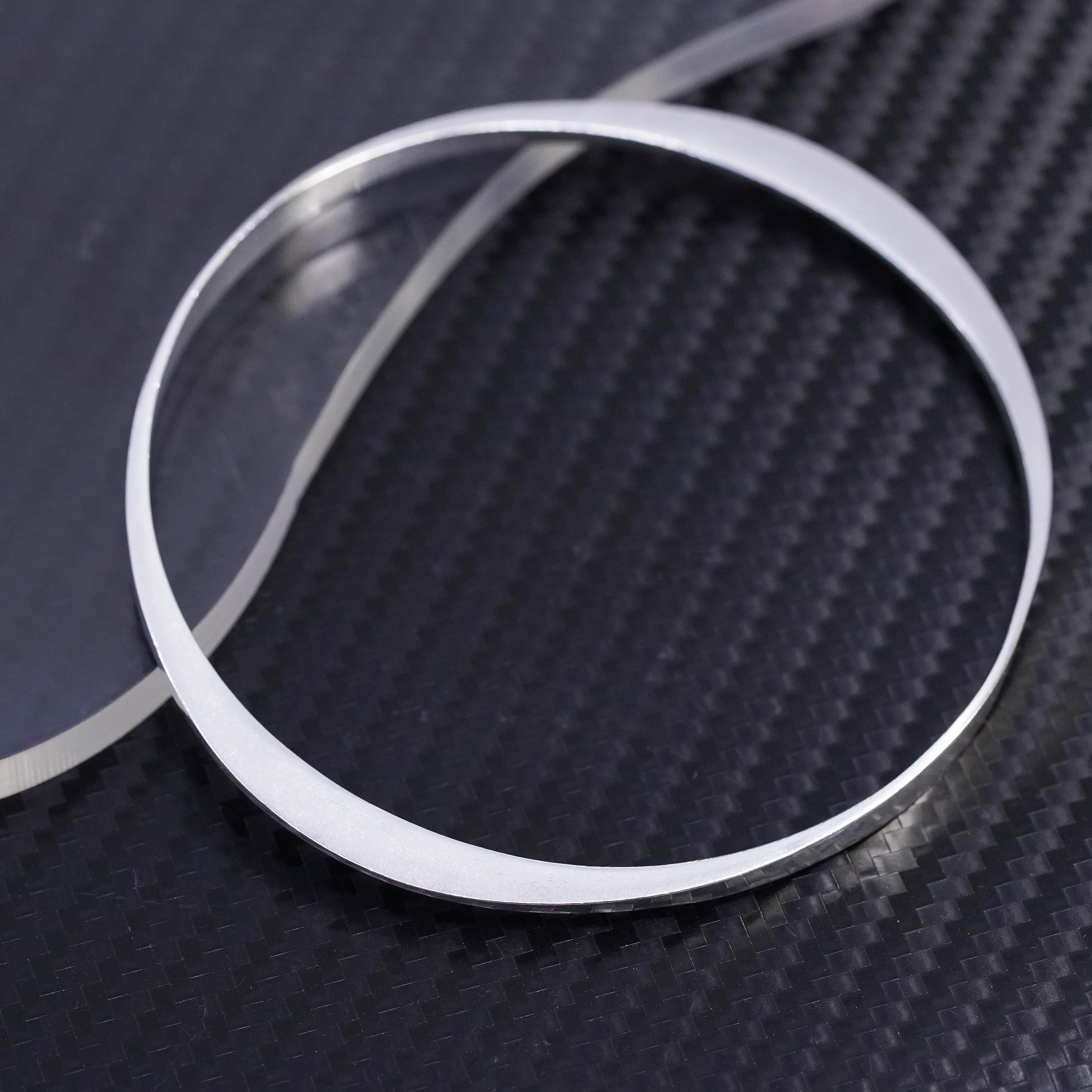 7.75”, Vintage Mexican Sterling Silver 925 Bangle, Stackable