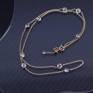 20” adjustable, vintage vermeil gold over sterling silver 925 chain necklace with cz, stamped 925 Italy