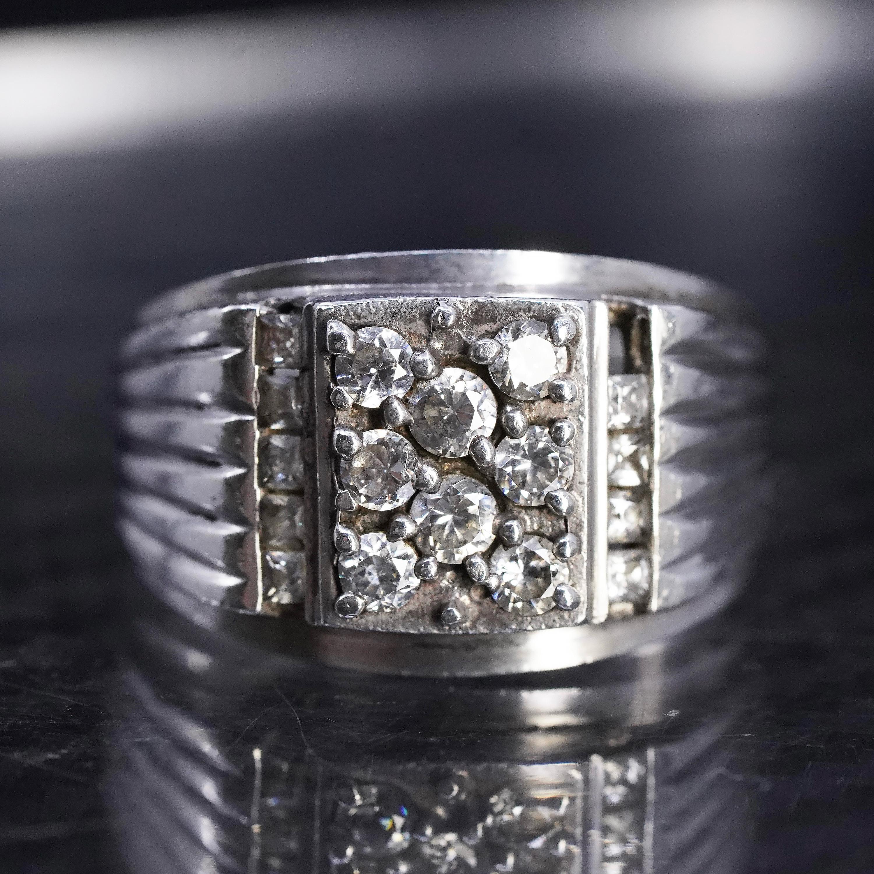 Size 10.25, Vintage Mega Shiny Sterling Silver 925 Statement