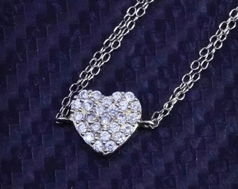 7.5”, vintage Italian sterling silver 925 heart chain bracelet, stamped 925 Italy