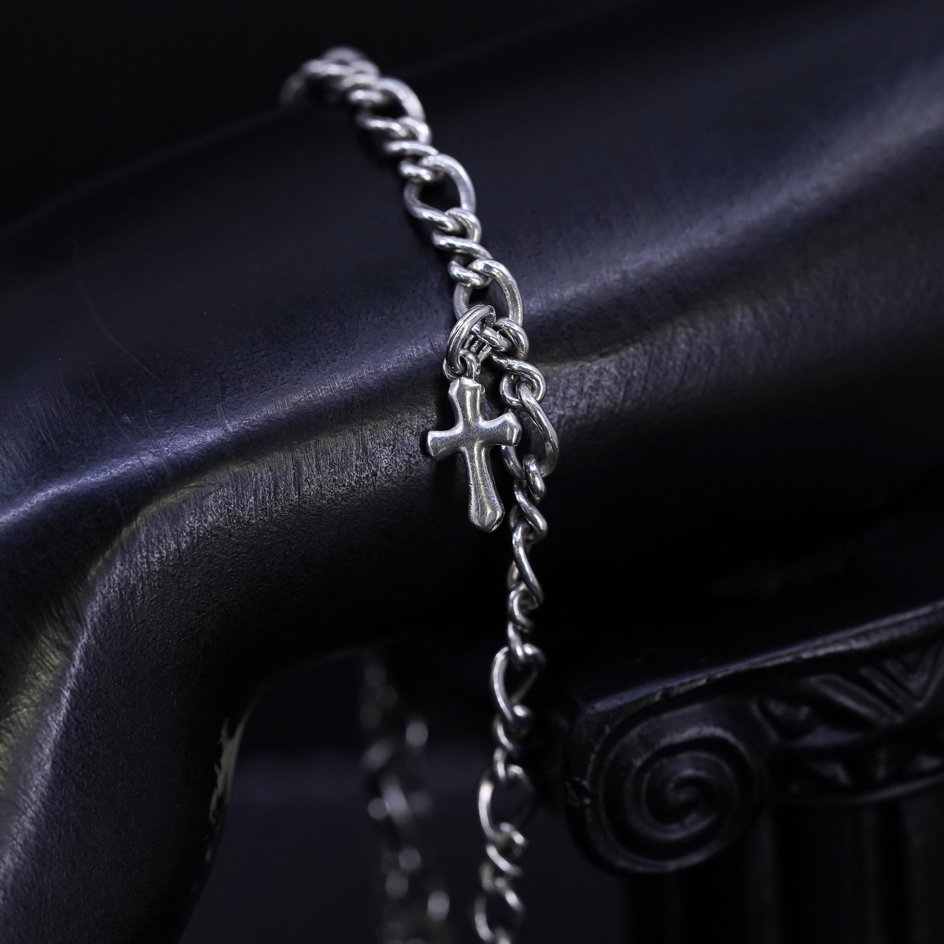 7.25” Vintage James Avery Sterling 925 Silver Figaro Bracelet With