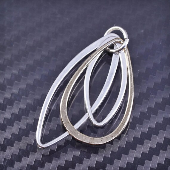 Vintage two tone sterling silver 925 handmade marquise teardrop charms, silver tested