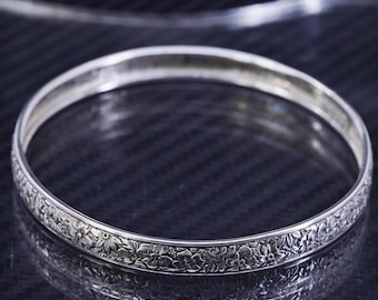 Vintage Mexican Sterling Silver Bangle Bracelet Art Nouveau