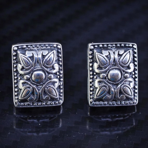 Vintage Sterling silver handmade earrings, 925 te… - image 1