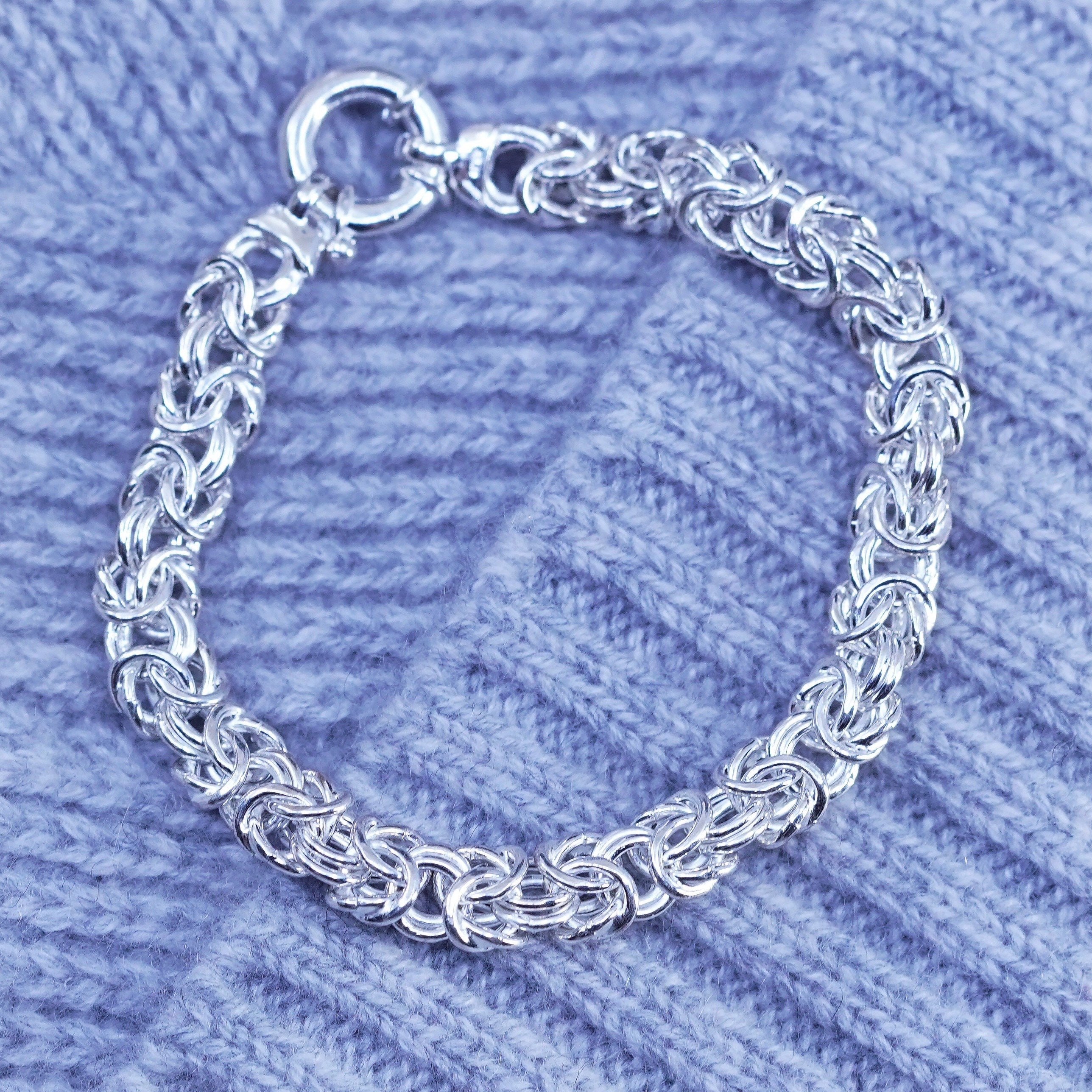 7” 8mm, Vintage Italian Bold Sterling Silver Handmade