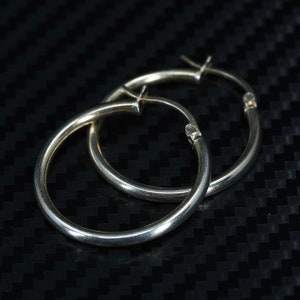 0.75”, vintage yellow gold over sterling silver 925 hoops circle earrings, stamped 925