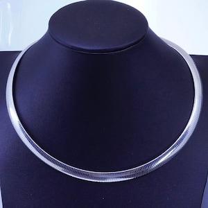 16+1” 8mm, vintage Italian sterling silver 925 bold omega chain necklace, stamped 925 Italy IBB