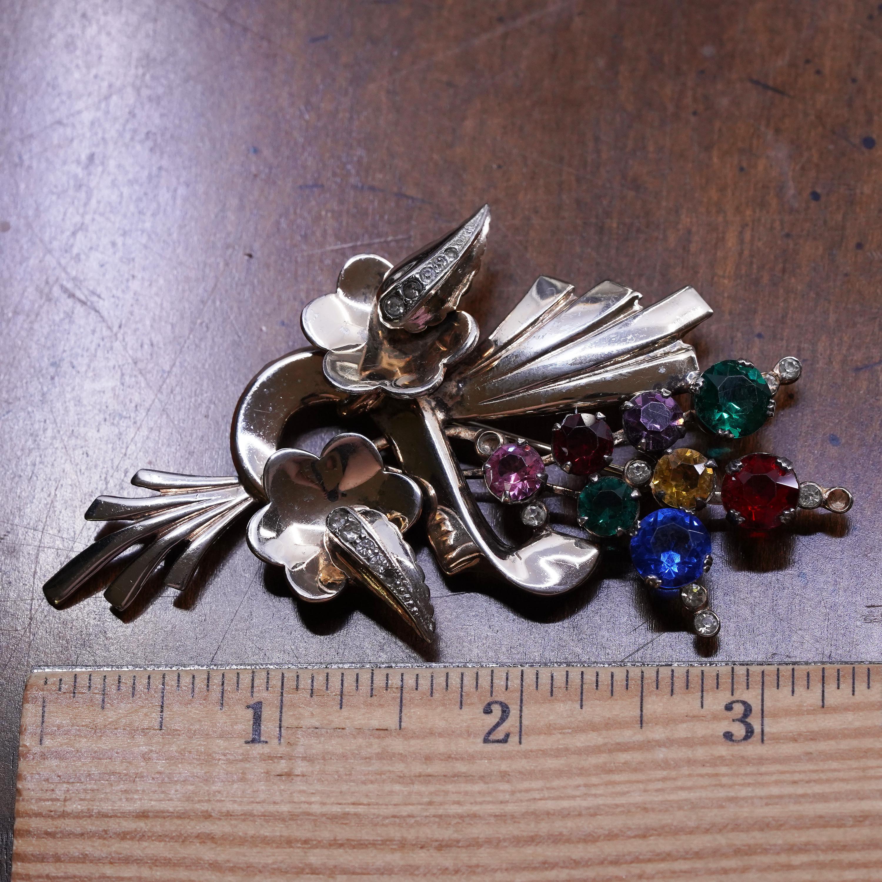 Broche En Argent Sterling Vermeil Sterling Kyl - Bijou Vintage Doré - Occasion