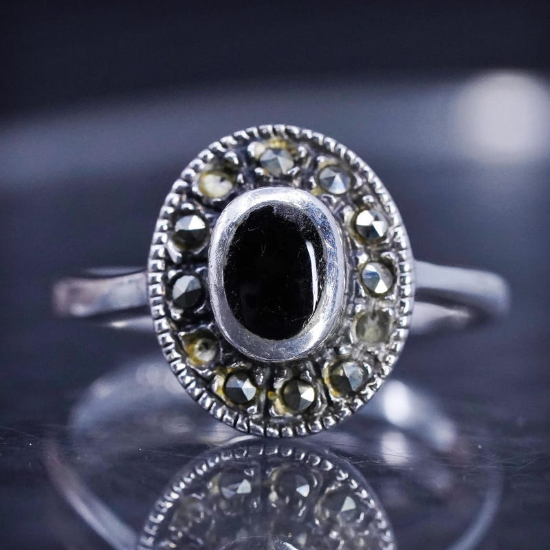 Marcacite Rings Oval Marcasite Ring - Etsy