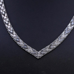 18” 7mm, vintage Italian sterling silver V necklace, 925 Riccio chain, stamped 925 Italy