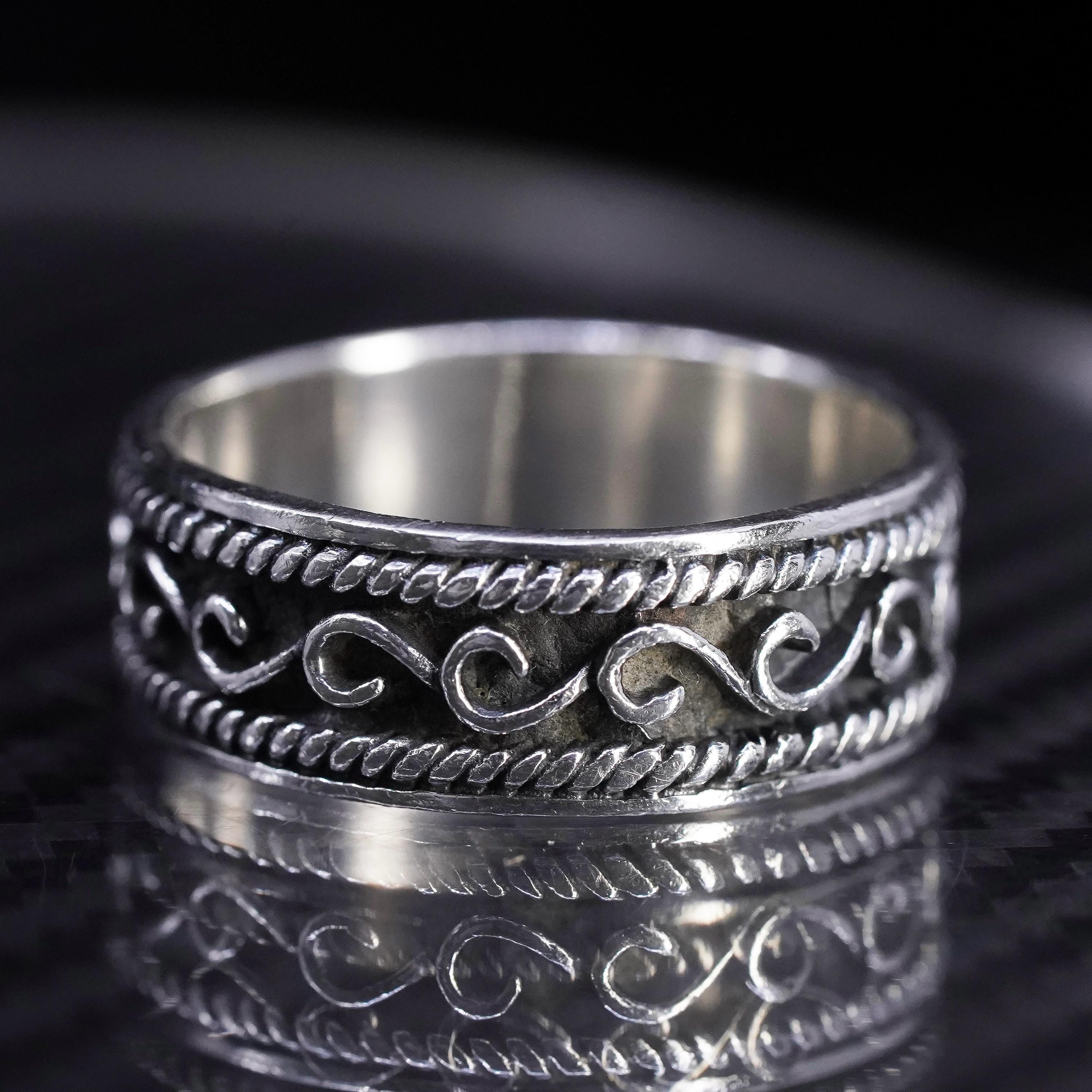 サイズ11、ヴィンテージメキシコスターリングシルバー925ハンドメイド