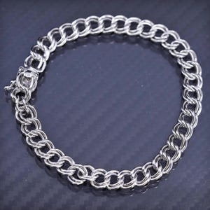 7” 8mm, Vintage Italy Sterling Silver 925 Double Curb Chain