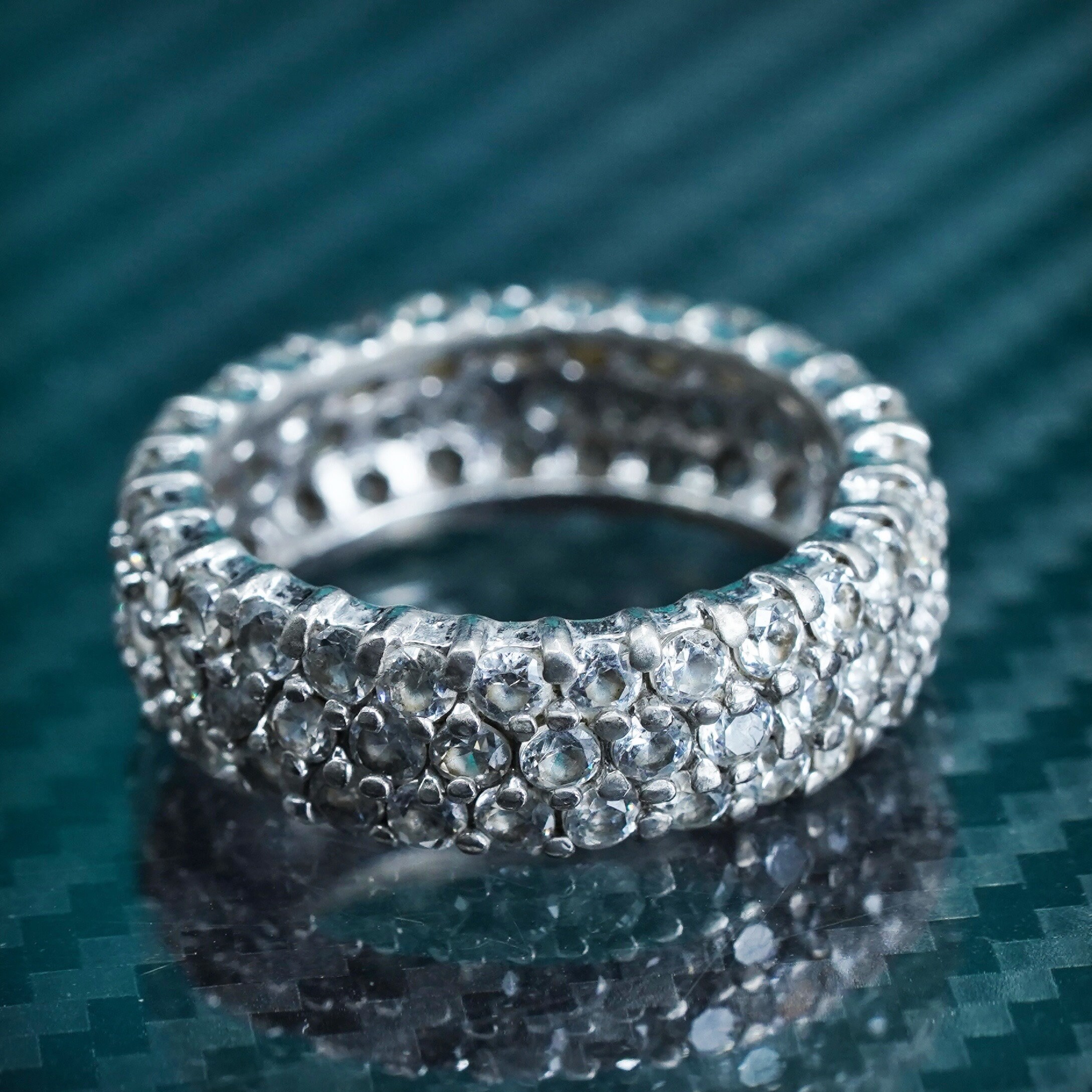 Size 7, Vintage Sterling Silver 925 Statement Band Ring With