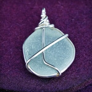Vintage sterling silver 925 handmade sea washed glass pendant, silver tested