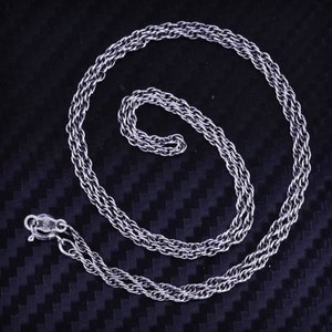 18” 2mm, vintage Italian sterling silver 925 Singapore rope chain necklace, stamped 925