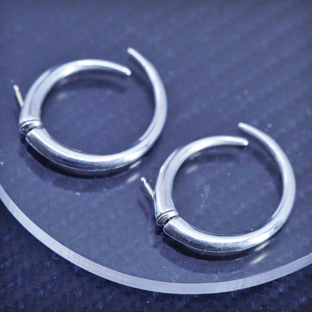 Vintage Modern Ed Levin Sterling Silver 925 Hoops Studs Earrings With ...