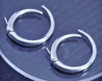 Vintage moderne Ed Levin Sterling Silber 925 Creolen Ohrstecker mit 14K Gelbgold Beiträge, gestempelt 925 585 Levin