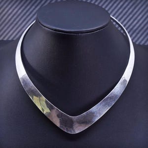 12”, vintage Vintage Mid Century Modernist Pearce Jewelry, Sterling 925 Silver Collar Necklace, stamped sterling Pearce