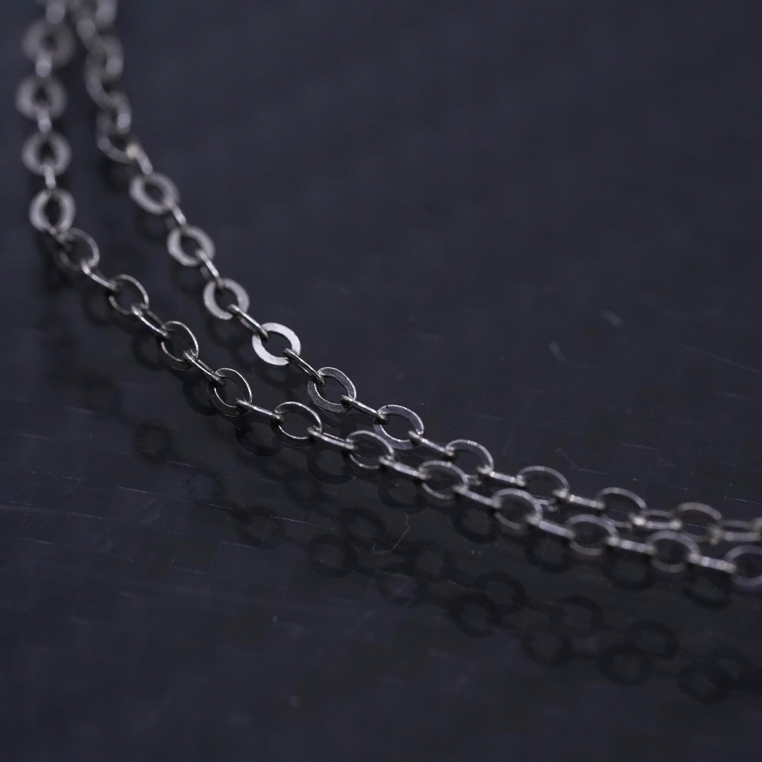 Collier Chaîne En Argent Massif 925 Vintage - Poids 18,02 G - Bijou Ancien Signé - Occasion