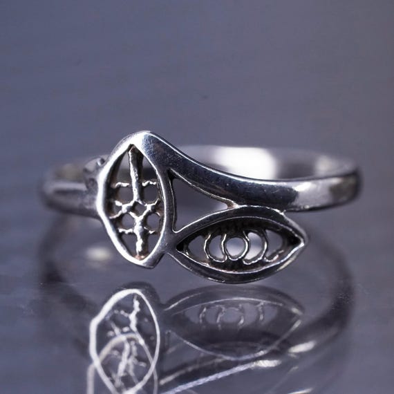 Bague Filigrane Vintage Argent 925 Taille 51 - Style Années 70, Chevalière Bandeau, Neuf Vieux Stock