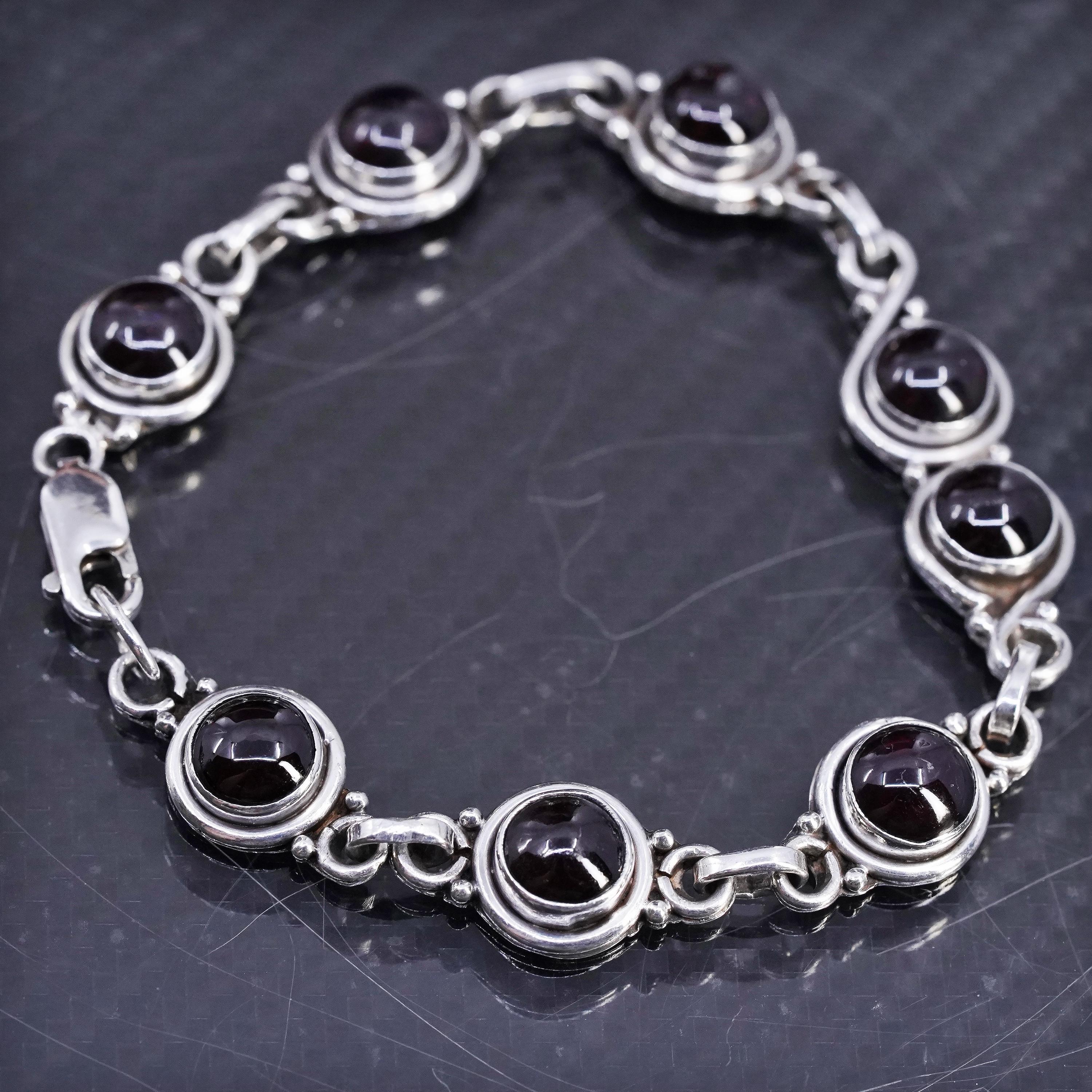 【 mexican　jewelry　925 】 7.5”, Vintage Mexican Sterling Silver 925 Handmade Bracelet With