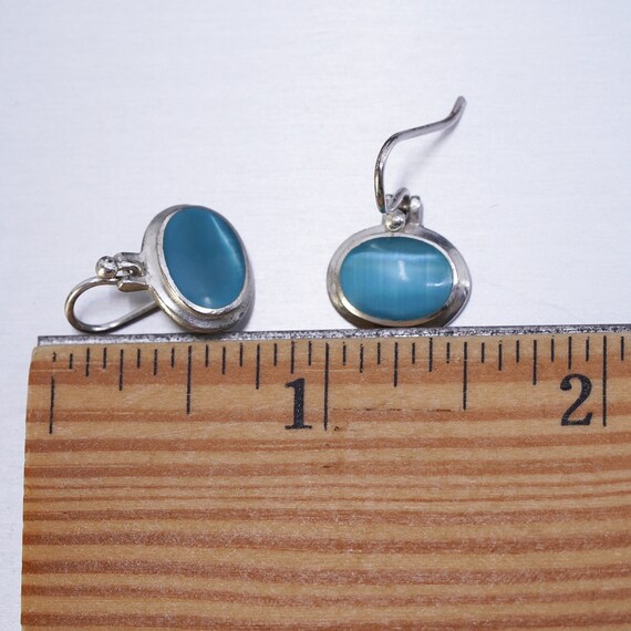 Vintage sterling silver 925 oval earrings with bl… - image 6