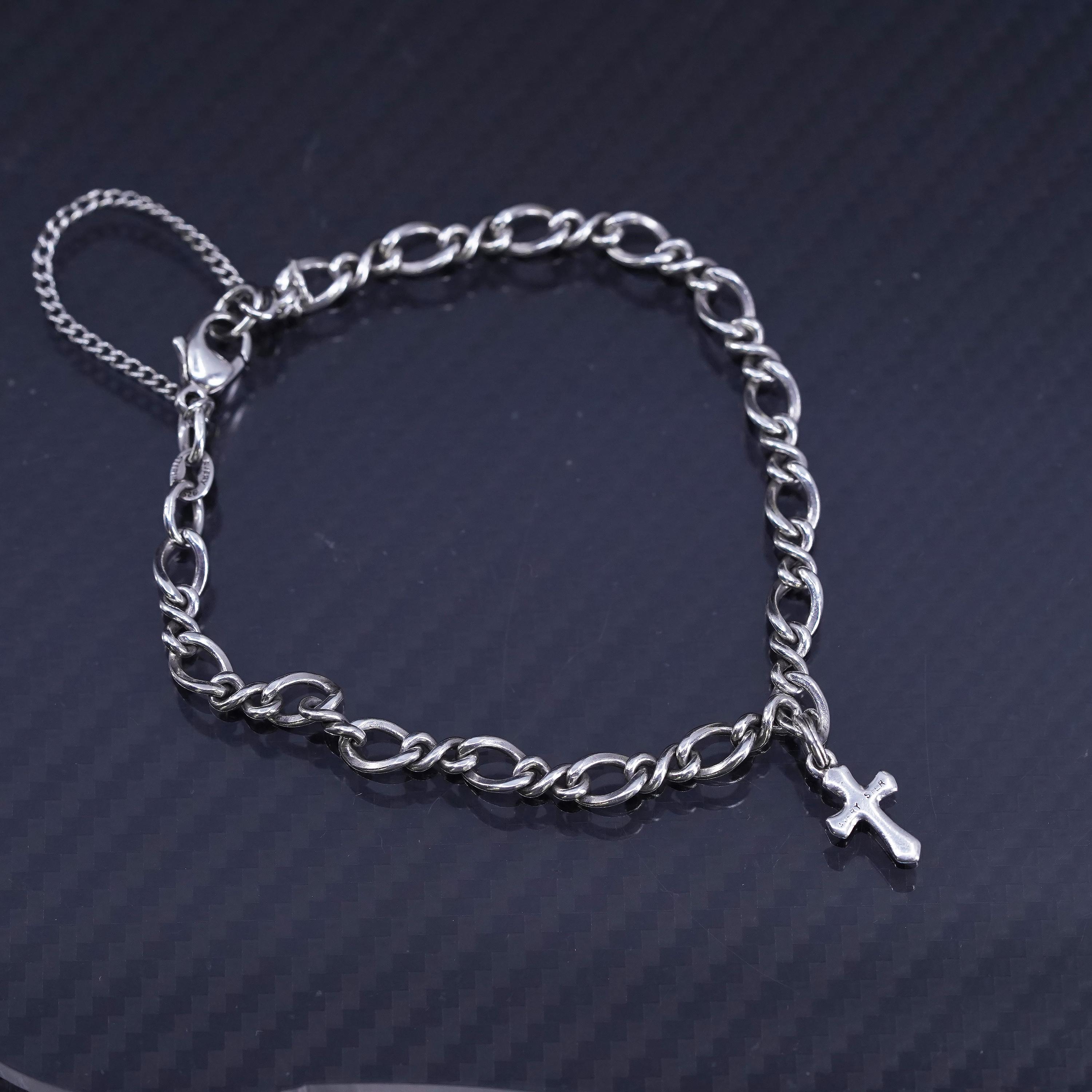 7.25” Vintage James Avery Sterling 925 Silver Figaro Bracelet With