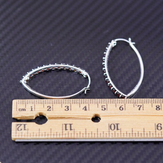 1.5”, vintage sterling silver 925 oval hoops hand… - image 5