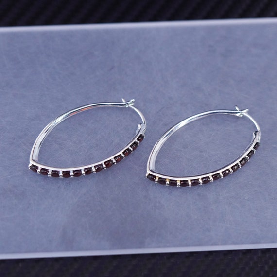 1.5”, vintage sterling silver 925 oval hoops hand… - image 3