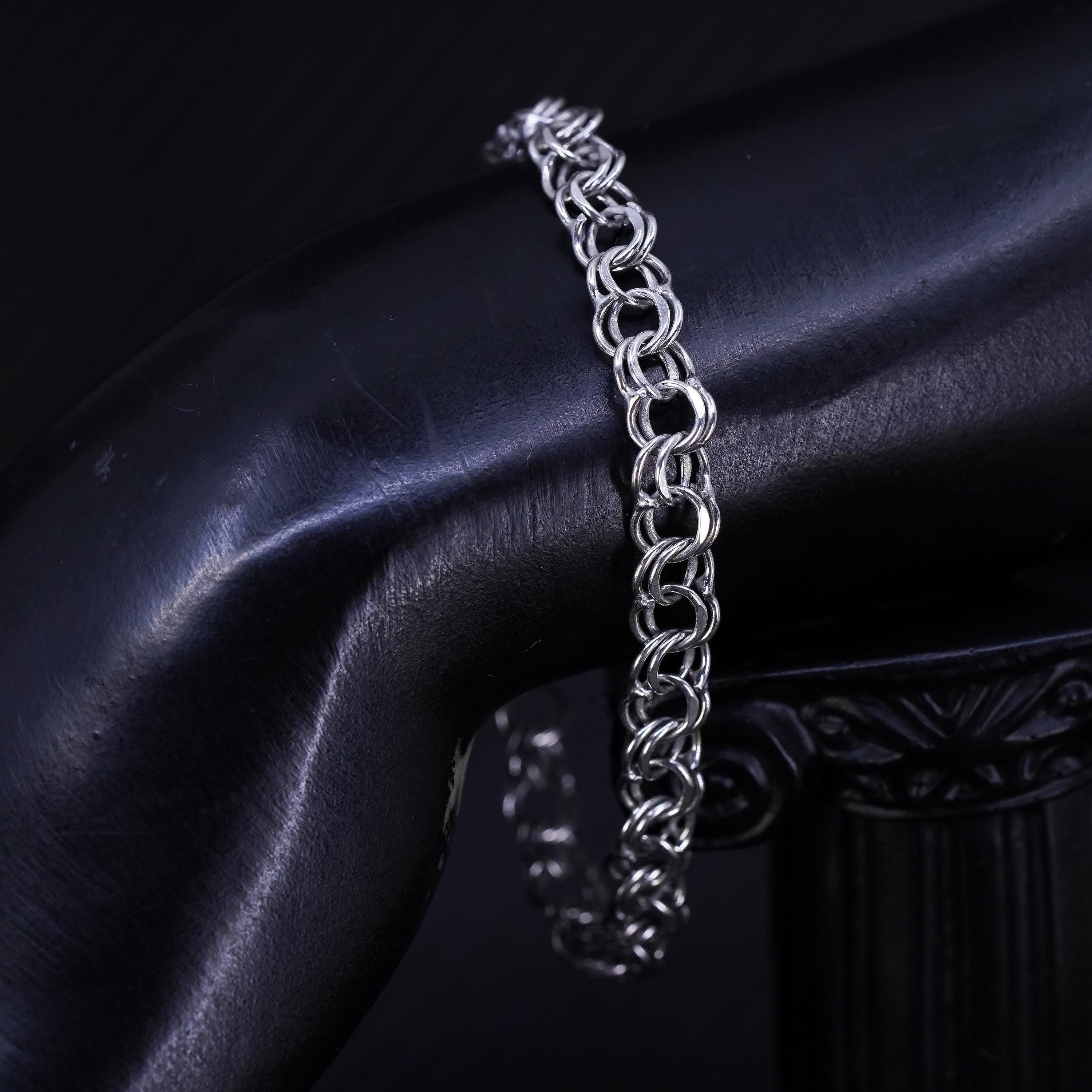 7” 8mm, Vintage Italy Sterling Silver 925 Double Curb Chain