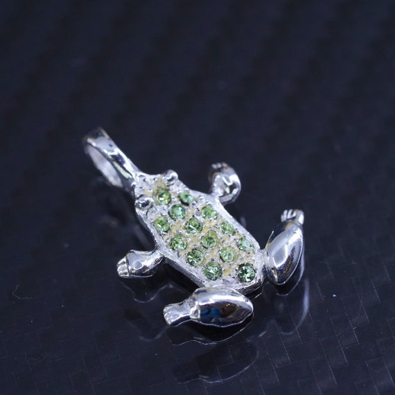 Vintage sterling silver 925 handmade frog pendant… - image 2