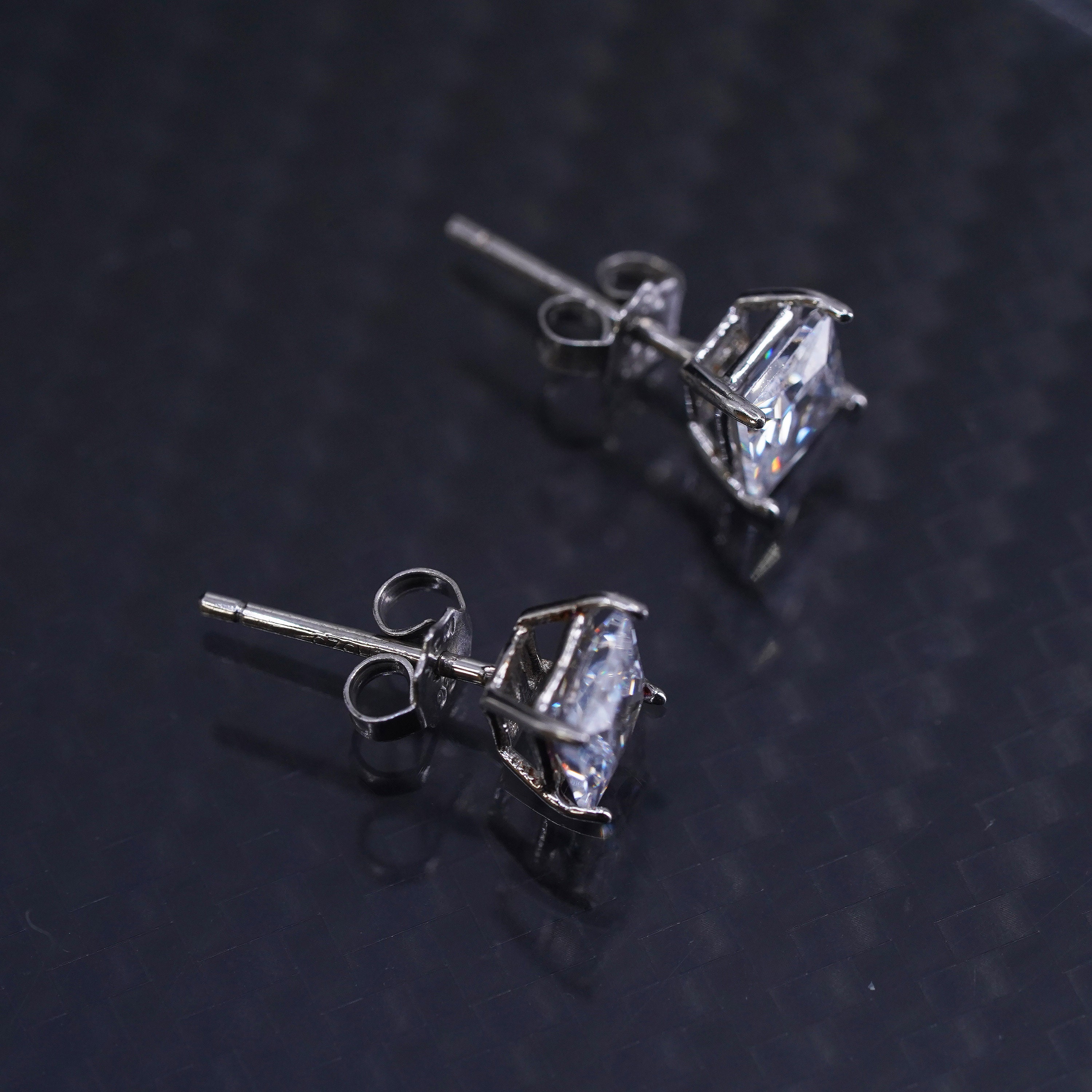 6 mm、ヴィンテージ スターリングシルバー 925 スタッドピアス