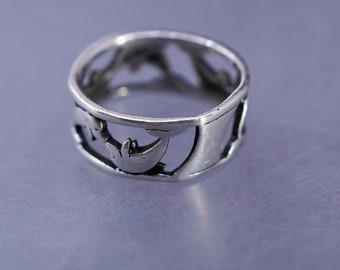Size 7.5, Vintage WJ Sterling Silver 925 Handmade Dolphin