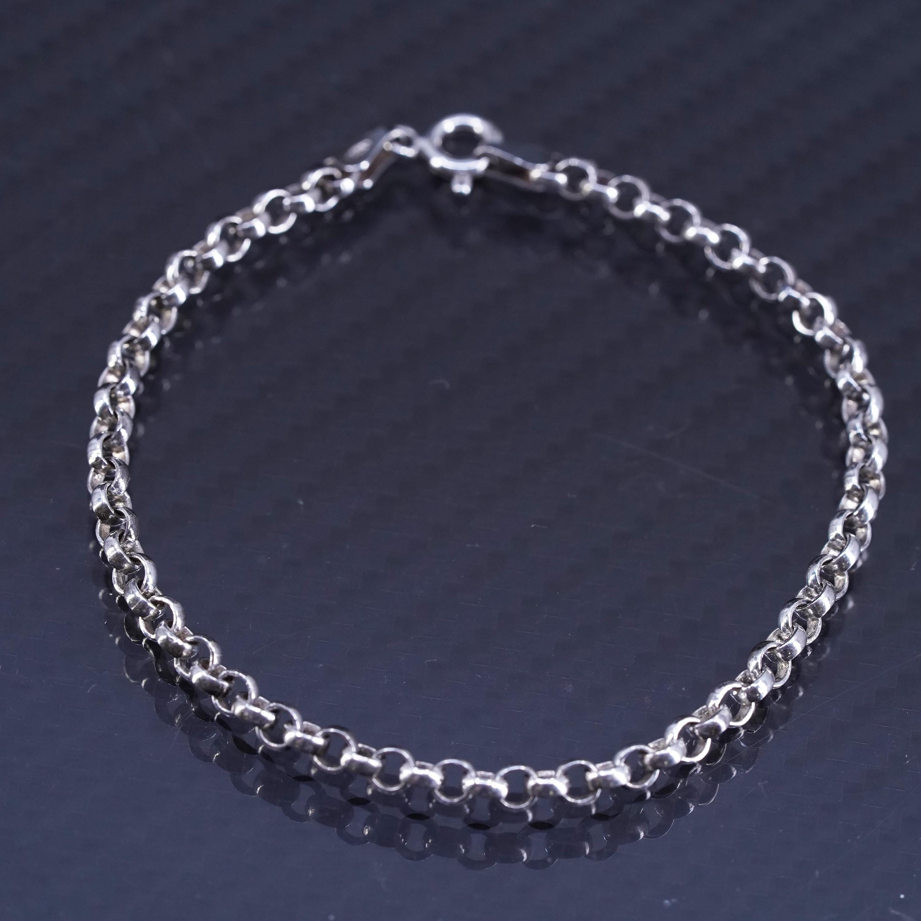 6.75” 3mm, Vintage Sterling Silver 925 Handmade Circle Chain