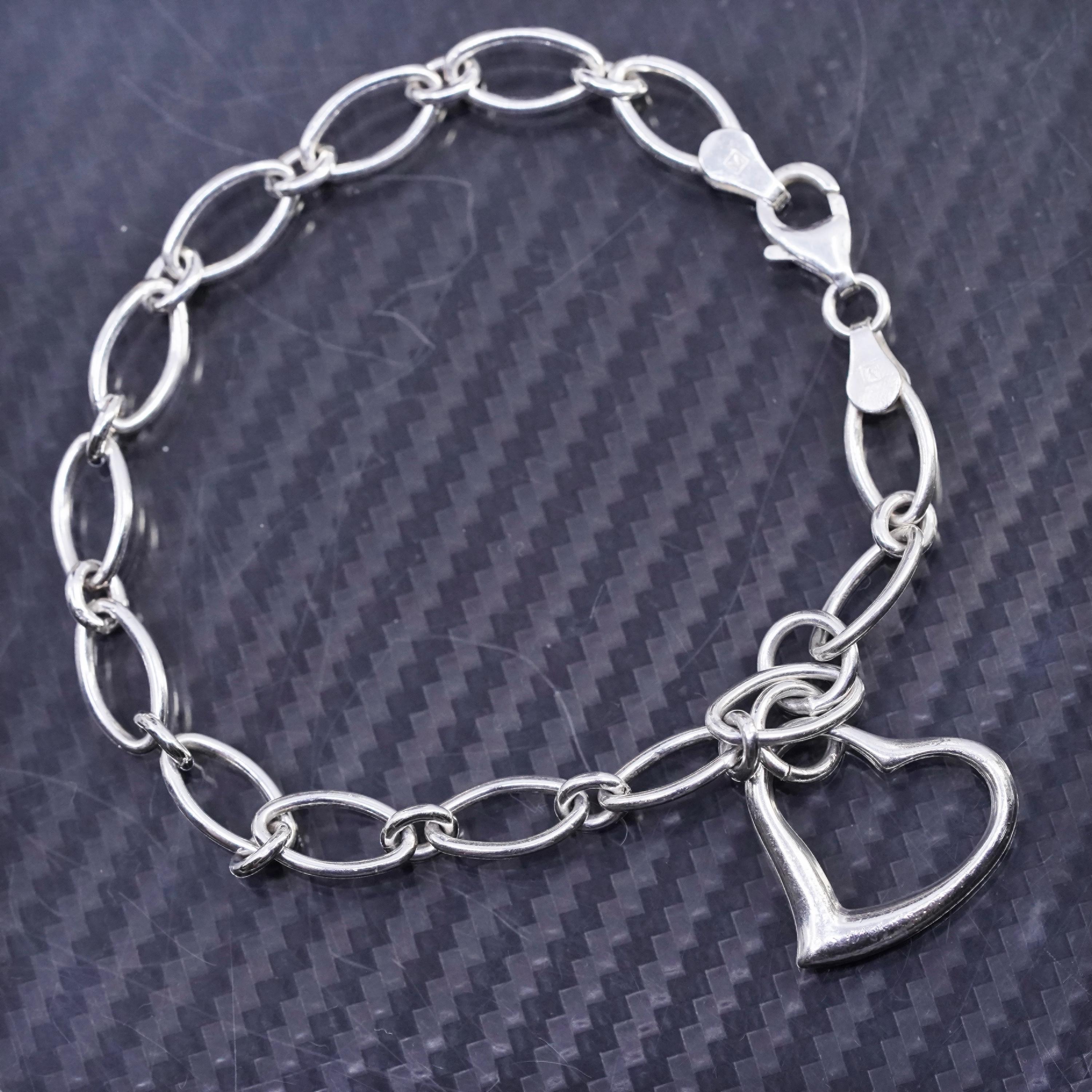 7.25” 7mm, Vintage Sterling Silver Handmade Bracelet, 925 Oval