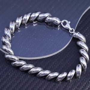 8” 10mm, Vintage Italian Sterling Silver Tennis Bracelet, 925 San