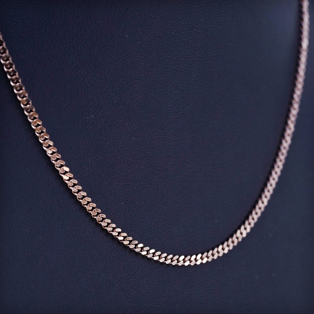 16 3mm, Vintage Italian Rose Gold Over Sterling Silver 925 Curb Chain