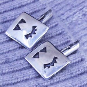 Vintage Sterling Silver 925 textured rectangular Cufflinks cuff links, stamped ster